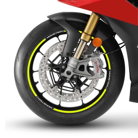 KIT STRISCE ADESIVE compatibili per CERCHI 17 MOTO DUCATI MONSTER - GIALLO FLUO